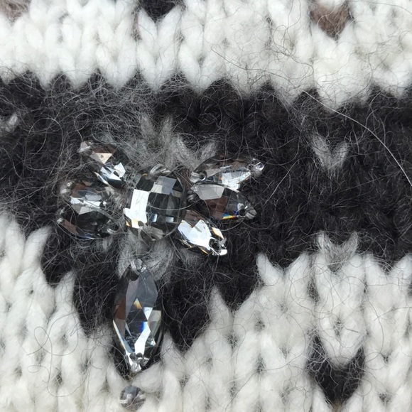 Ann Taylor Loft Sweater Women Small Ivory Fair Isle Gem Wool Alpaca Mohair Blend - Picture 10 of 11